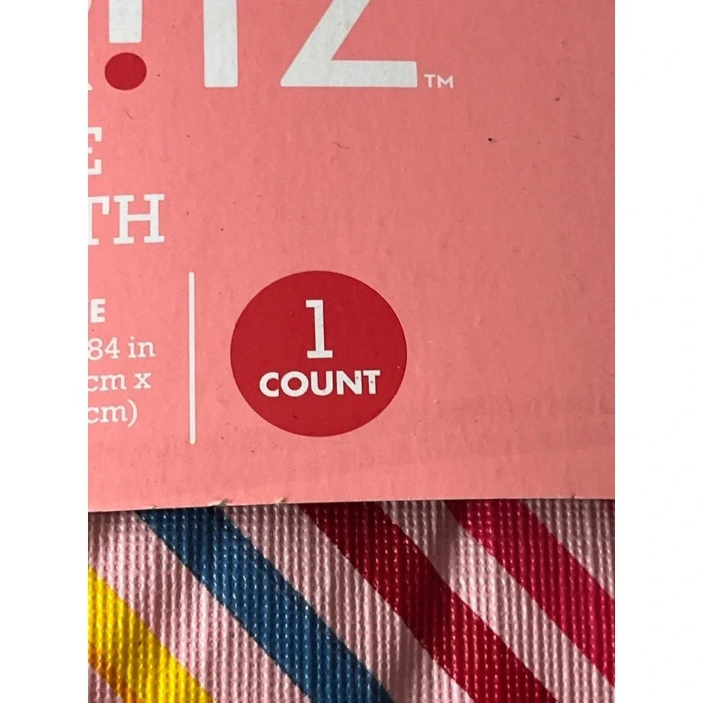 Spritz Easy Care Tablecloth Pink Striped Rainbow Modern Chic Colorful